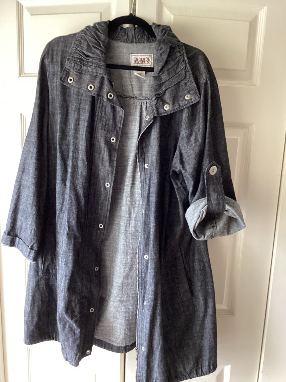 AMX Cotton Denim-Style Jacket in Dark Gray